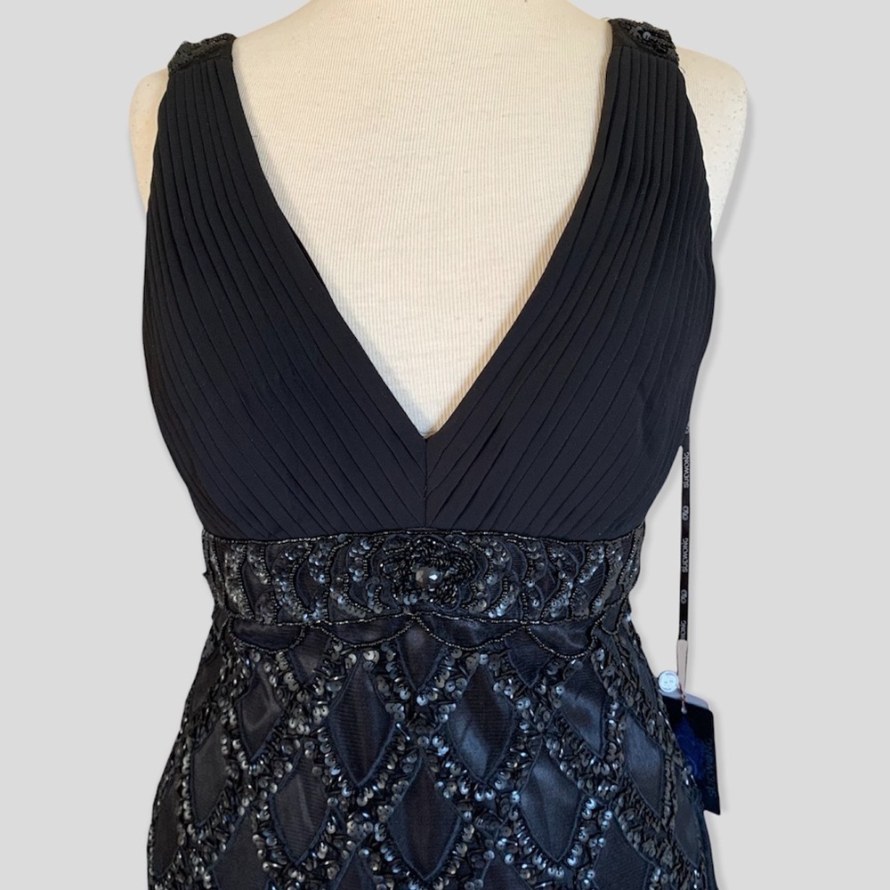 SUE WONG 10 Black Beaded Cocktail Party Formal Evening Dress - Picture 6 of 15